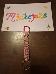 Handmade Pink Camo Paracord Keychain With Pink Carabiner Clip