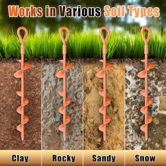 Eazy2hD 6 Pack Tent Stakes Heavy Duty, 15 Inch Ground Anchors Screw Orange