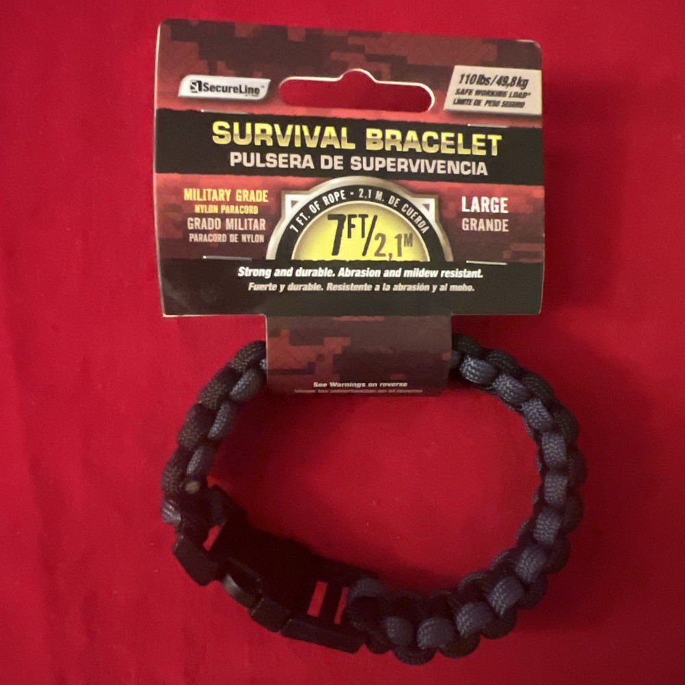 Secure Line NPCB550BKGL Survival Bracelet, Large Black/Blue As Pictured 😍