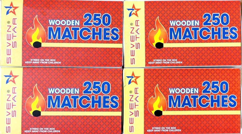 Safety Matches 4 Pack (1000 Count) – Large Strike-on-Box Matches for Kitchen,