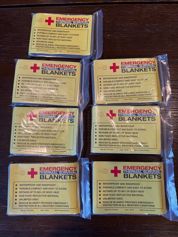 7 Pack Emergency Blankets Thermal Rescue Blanket Survival Gear XL 52 x 84