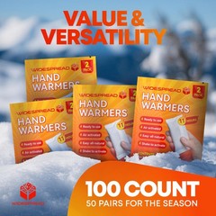 Widespread Hand Warmers Disposable 50 Pairs 100 Warmers 11 Hour Air-Activated