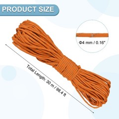 Reflective Fluorescent Paracord Rope 4mm 98 ft for Camping (Orange)