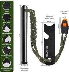 4-inch 6-in-1 Ferro Rod Fire Starter Kit for Camping & Survival