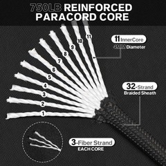 Paracord Rope 750 – Parachute para Cord 4mm 11 Strand Spool Rope Utility Nylo…
