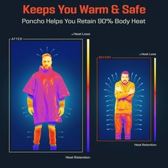 Emergency Blankets & Rain Poncho Hybrid Survival Gear and Equipment, Heavy Duty, Spoke…
