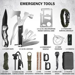 258 PCS Survival Kit Gear Emergency Backpack Water Filter First Aid Camping Hiki