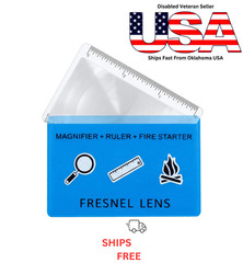 Wallet Size Fresnel Lens Firestarter Size 4X Magnification Protective Sleeve
