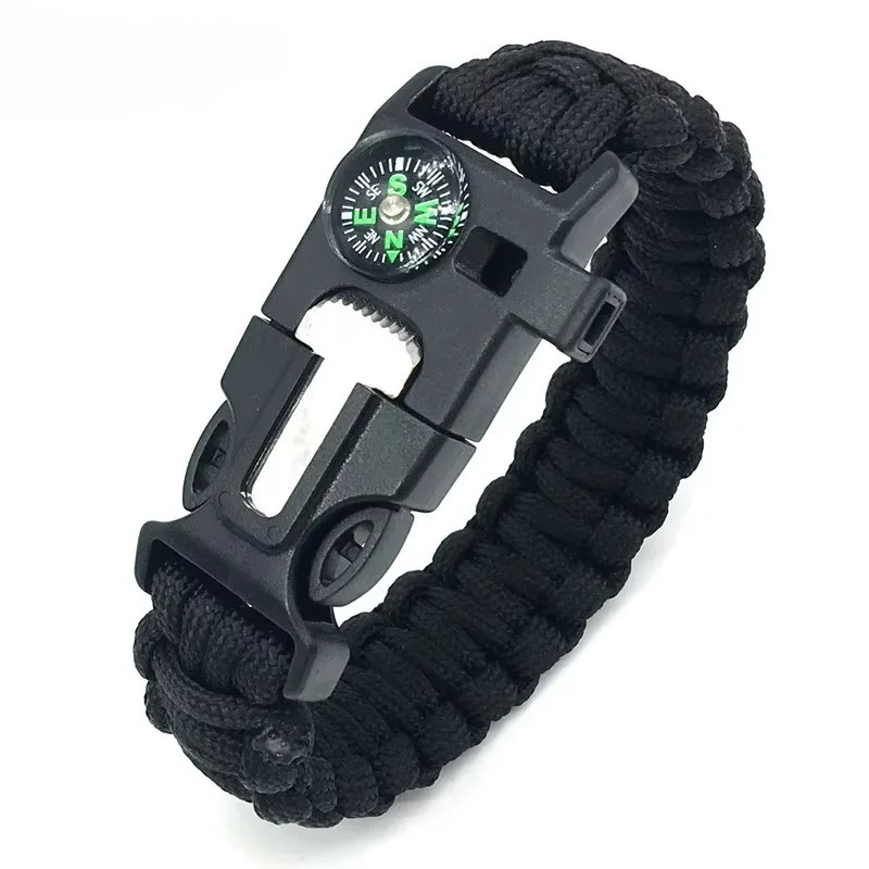 No Flint Survival Paracord Bracelet Tactical Whistle Emergency Rescue Wristband
