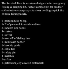 Survival Tube. Mini Emergency Fishing Gear. Custom Designed. lot#4