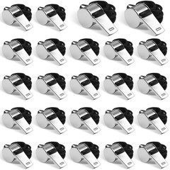 24-Pack Stainless Steel Whistles with Lanyards – Loud, Clear Sound for Coache…