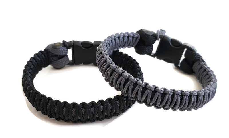 Paracord Bracelet Charcoal Grey/Black – Black/Charcoal Grey, 3/8″ Buckle