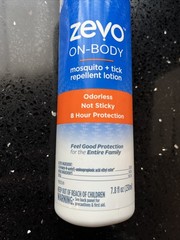 Zevo On Body Mosquito Tick Repellent Lotion Odorless 8 Hour Protection 7.8 Oz