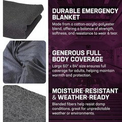 Kemp USA Emergency Relief Blanket Gray 60 x 84 Inch Multipurpose Disaster Prepar