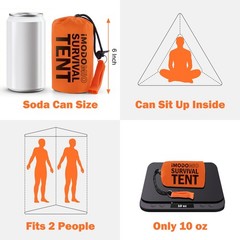 2 Person Mylar Emergency Shelter Tube Tent with Paracord & Whistle