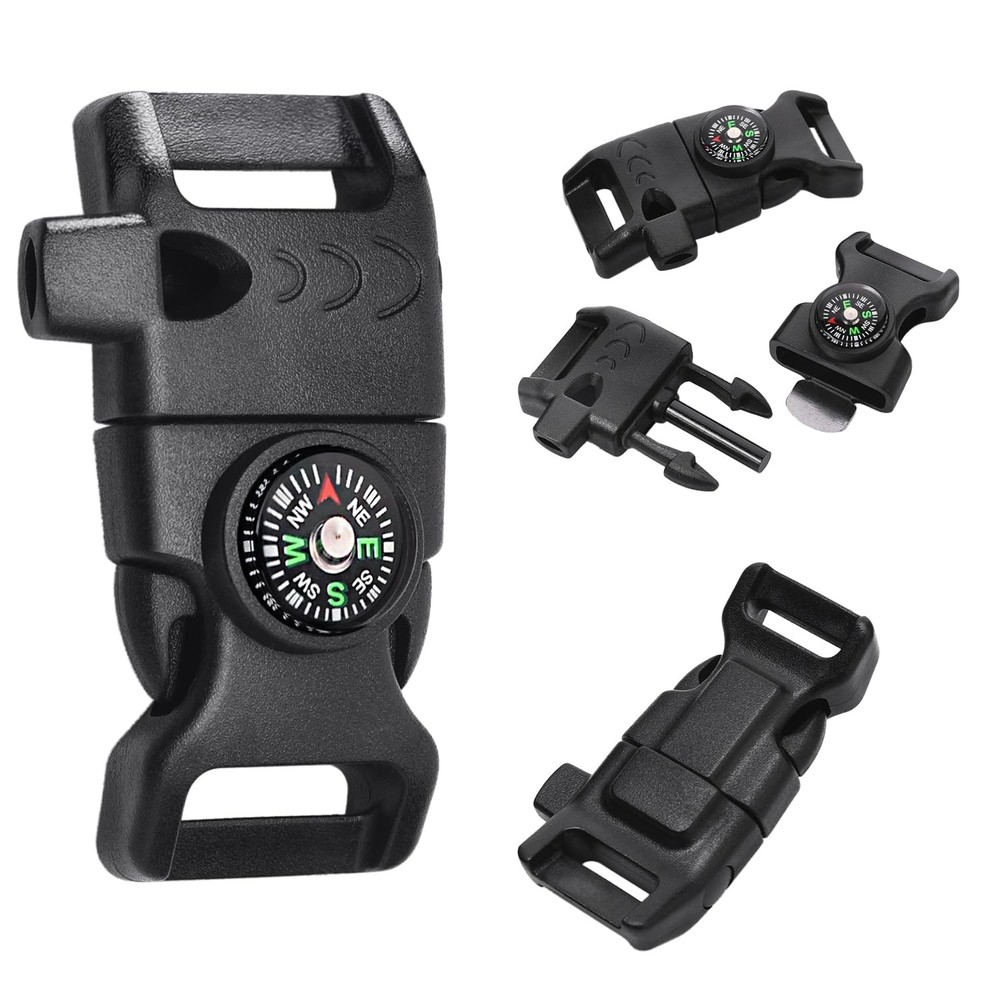 5 Pack Parachute Clips 5/8″ Whistle Compass Clasp for 5pcs 5/8 Inch Buckles