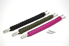 Survival Paracord Bracelet Pink 550 – Stainless Steel Clasp – Includes Spare Screw
