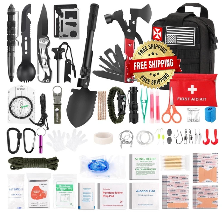 Kit de Supervivencia 256 en 1, Equipo y Equipo de Supervivencia Potente Negro US