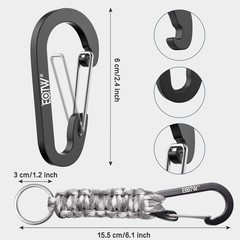 Paracord Keychain for Men Women Paracord Carabiner Backpack Keychain with Alu…