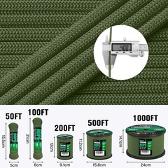 Paracord Rope 550 lb – 1000ft / 500ft / 200ft / 100ft 5/32″ Parachute Cord 4MM