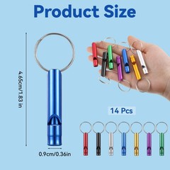 14 Pcs Aluminium Safety Whistle Keychain, Survival Safety Whistle Loud Sound …