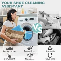 Shoe Washing Machine Bag,Laundry Bag 12.07 liters, Blue,Long-pile,2PC