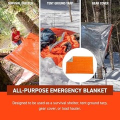 Emergency Survival Blanket 90% Heat Reflective – Waterproof & Windproof – 4 Pack