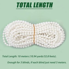 Versatile 10M Plastic Bead Chain Cord for Honeycomb & Venetian Blinds – White