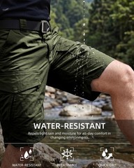 Pillxter Men’s Hiking Cargo Shorts Waterproof Quick Dry Medium, Army Green