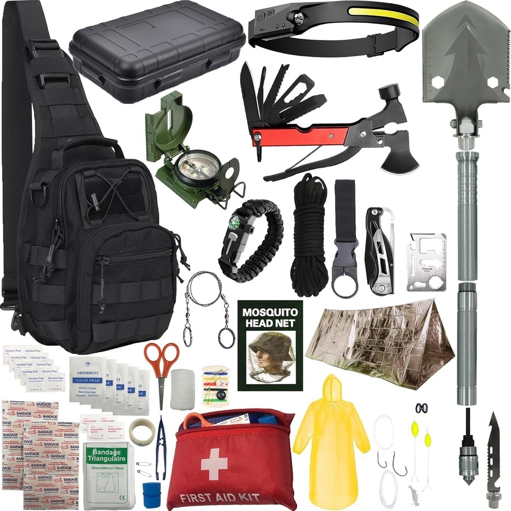 Survival Kit – Survival Gear and Supplies, Camping Gear, 75-Piece 18-in-1 Kit…