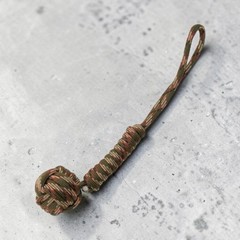 Combat Ready Monkey Fist Lanyard Woodland Camo Paracord Keychain Outdoor EDC