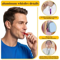 500 Pieces Mini Aluminum Emergency Whistles with Keychains Adults Metal Whist…