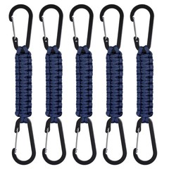 5-Pack Braided Paracord with Clips, 7.9 Inch Paracord Lanyard[Navy Blue]