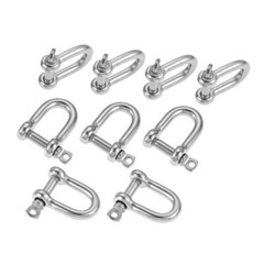 2×M8 D Shape Shackle SUS304 For Mounting Ropes Cables Straps Chains Trailers