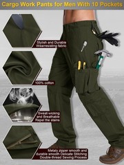 Men’s BDU Casual Military Pants, Tactical Wild Army 34, Cotton Green