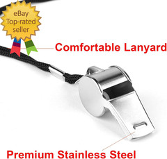 24-Pack Stainless Steel Whistles with Lanyards – Loud, Clear Sound for Coaches,