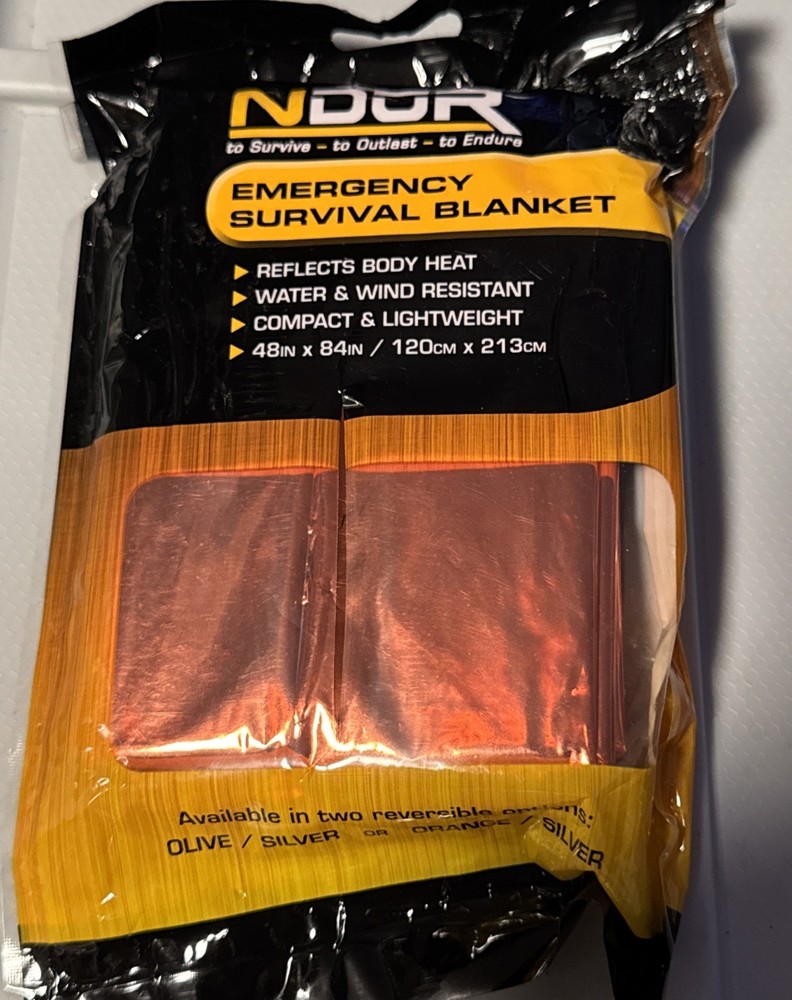 Ndur ND61425 Orange/Silver Emergency Insulating Survival Blanket 48″ x 84″