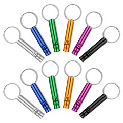 12 Pcs Aluminum Emergency Whistle with Key Chain for Outdoor Sports Hunting