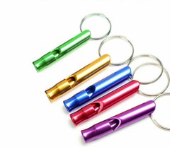 5 Pcs Emergency Survival Aluminum Whistle Key Chain for Hiking Camping Climbing