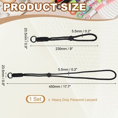1Set Heavy Duty Paracord Keychain Lanyard for Keys , Black