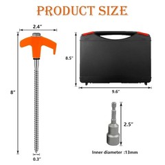 12 Pack 8 Inch Heavy Duty Screw In Tent Stakes Metal Ground Pegs Orange