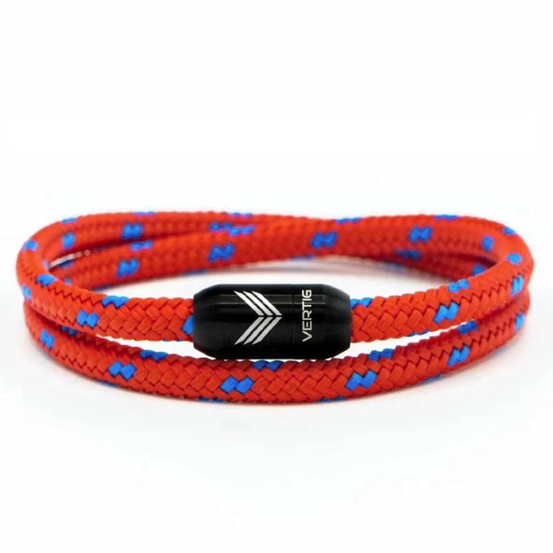 VERTIG PARACORD BRACELET MAGNETIC CLASP RED BLUE LARGE WRIST 7.6″ – 8.4″