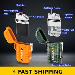 LcFun Waterproof Outdoor Lighter 2-Pack USB Rechargeable & Butane