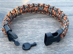 Paracord Survival Bracelet w/Handcuff Key. 9″ bracelet. Custom colors welcome!