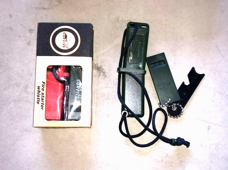 NEW Fire Starter Kit with Whistle and Compass for Emergency Survival