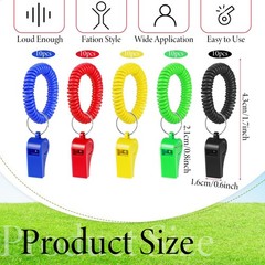 50 Pcs Sport Whistle with Bracelet, Multicolor Loud Clear Plastic Whistles wi…