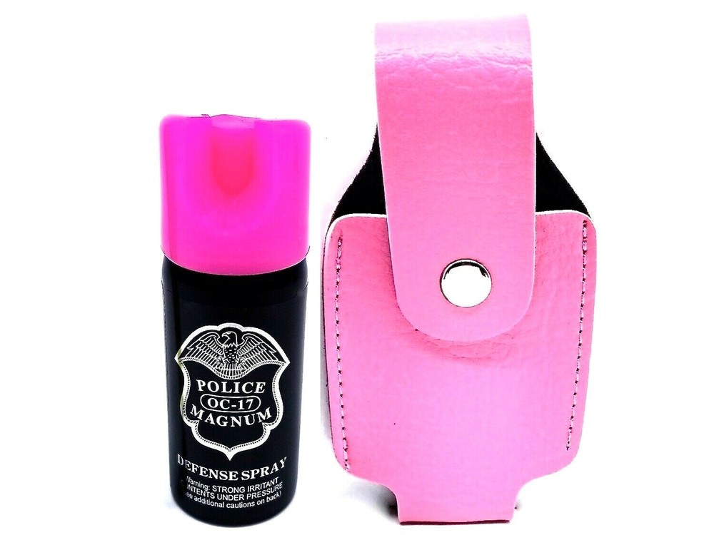 Police Magnum pepper spray 2 ounce HP Twist Lock Pink Holster Defense Protection