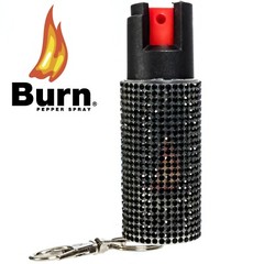 2 Pack Burn Pepper Spray 1/2oz Self Defense in Fashionable Keychain Case Black