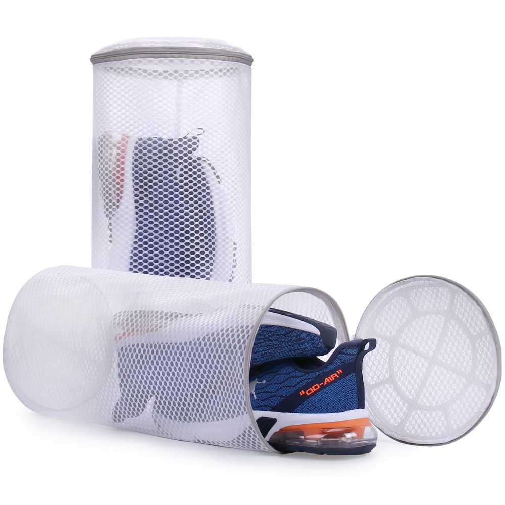 Muchfun 2Pcs Shoes Washing Machine Bag, Honeycomb Mesh 2Shoes White