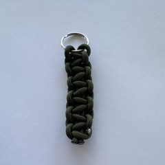 Green Paracord Woven Keychain Fob w/ Split Ring, Lightweight, 3 in, 1 Pack